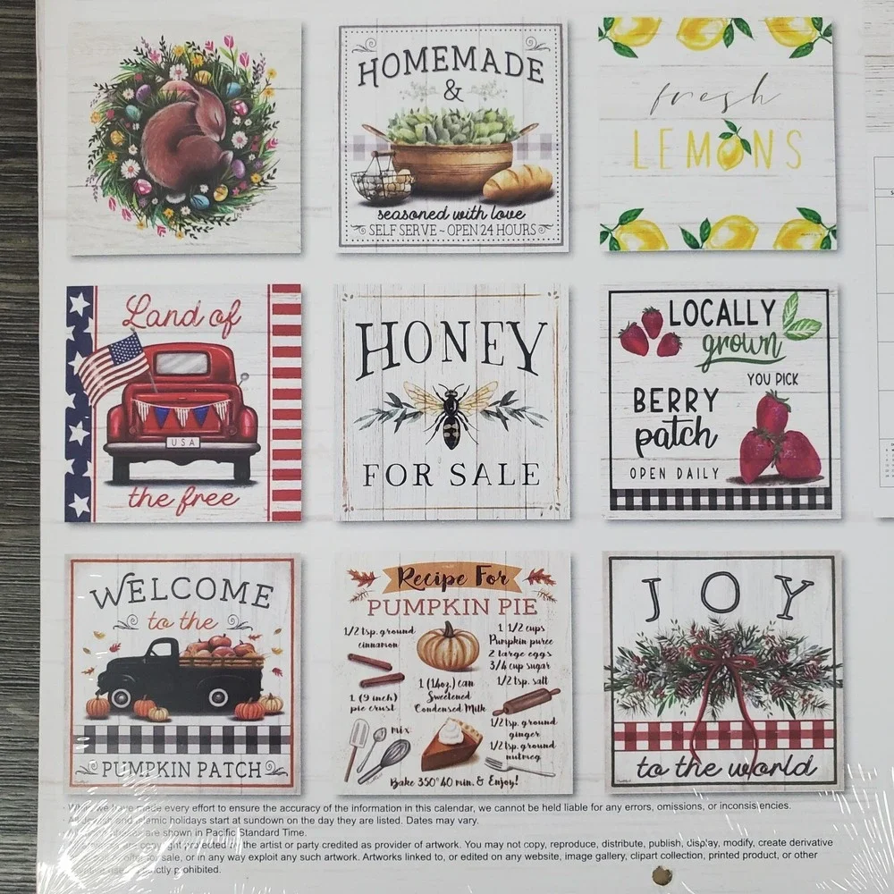 2025 Dollar Tree Calendar FARMER'S MARKET Bee Crafts Early Release 12 Month